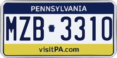 PA license plate MZB3310