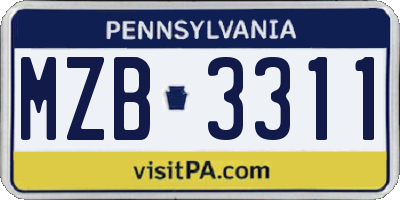 PA license plate MZB3311