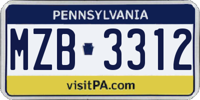 PA license plate MZB3312