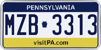 PA license plate MZB3313