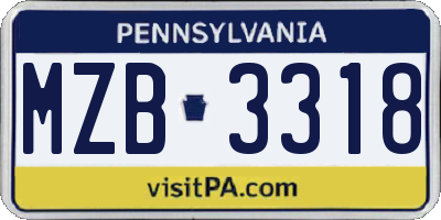 PA license plate MZB3318