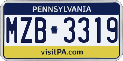 PA license plate MZB3319