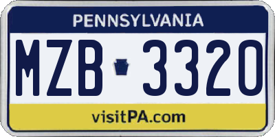 PA license plate MZB3320
