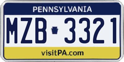 PA license plate MZB3321