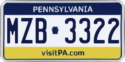 PA license plate MZB3322
