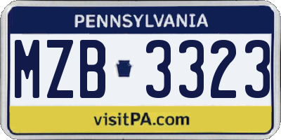 PA license plate MZB3323