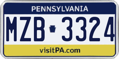 PA license plate MZB3324