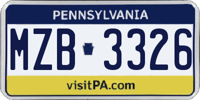 PA license plate MZB3326