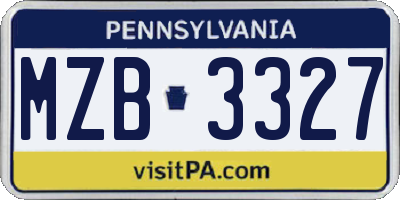 PA license plate MZB3327