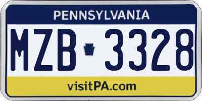 PA license plate MZB3328
