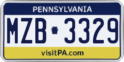 PA license plate MZB3329