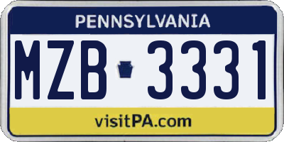 PA license plate MZB3331