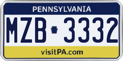 PA license plate MZB3332