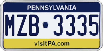 PA license plate MZB3335