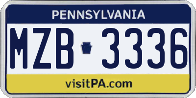 PA license plate MZB3336