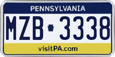 PA license plate MZB3338
