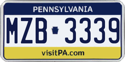 PA license plate MZB3339