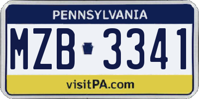 PA license plate MZB3341
