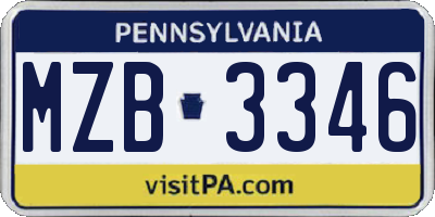 PA license plate MZB3346