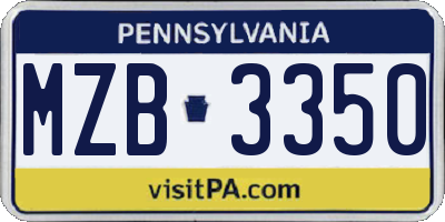PA license plate MZB3350
