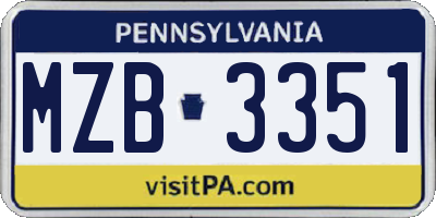 PA license plate MZB3351