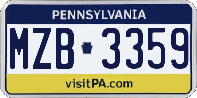 PA license plate MZB3359