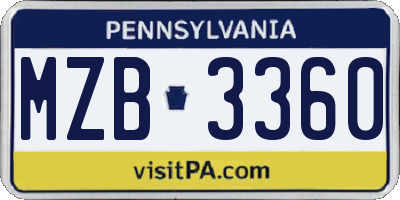 PA license plate MZB3360
