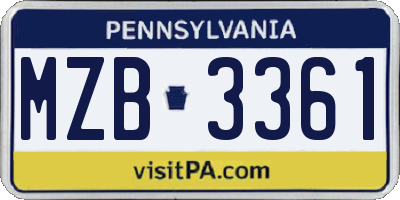 PA license plate MZB3361