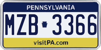 PA license plate MZB3366