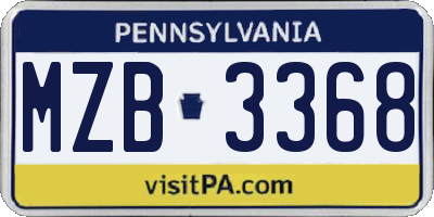 PA license plate MZB3368
