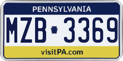 PA license plate MZB3369