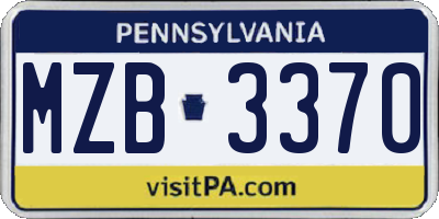 PA license plate MZB3370