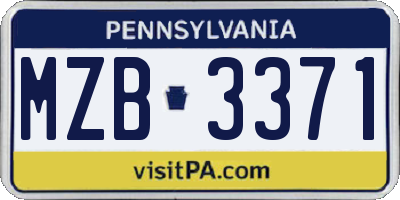 PA license plate MZB3371