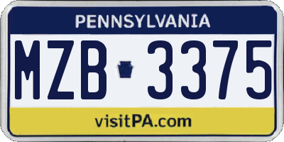 PA license plate MZB3375