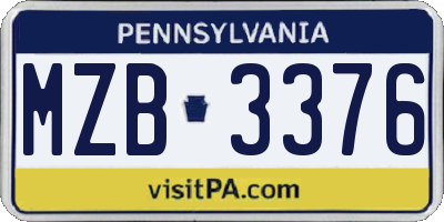 PA license plate MZB3376