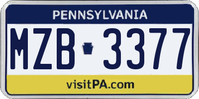 PA license plate MZB3377