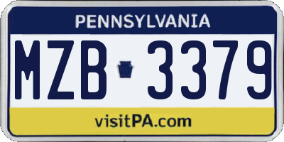 PA license plate MZB3379