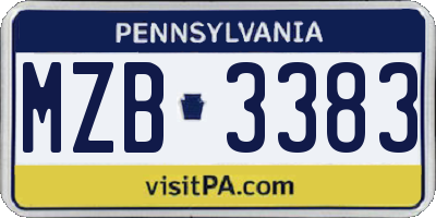 PA license plate MZB3383
