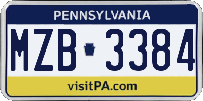 PA license plate MZB3384