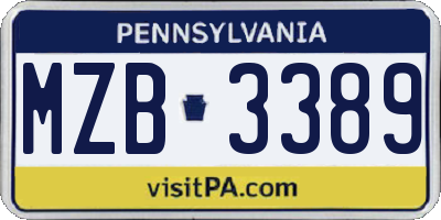 PA license plate MZB3389