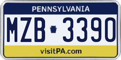 PA license plate MZB3390