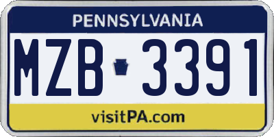 PA license plate MZB3391