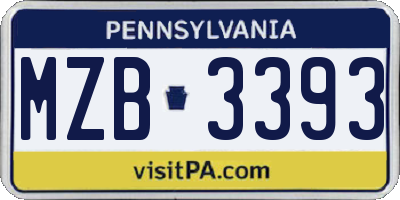 PA license plate MZB3393