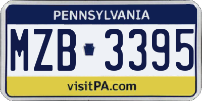 PA license plate MZB3395