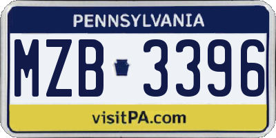 PA license plate MZB3396