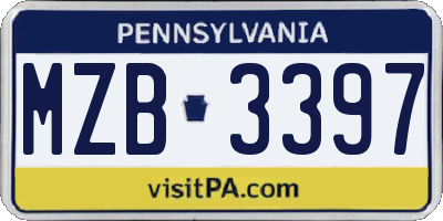 PA license plate MZB3397
