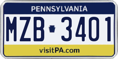 PA license plate MZB3401