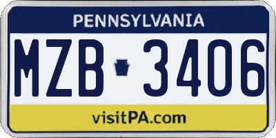 PA license plate MZB3406