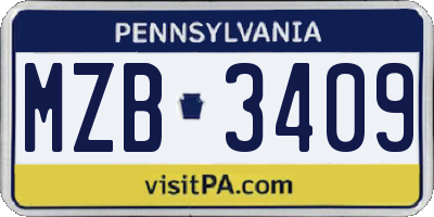 PA license plate MZB3409