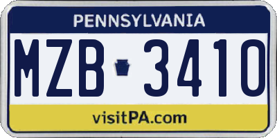 PA license plate MZB3410